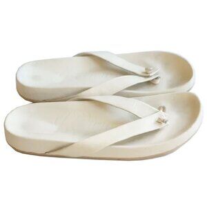 J Crew Pacific Leather Thong Sandals 7.5 Ivory Cream